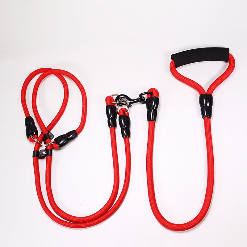 clcey狗狗牵引绳一拖二双头狗绳一绳牵两狗中大型犬可拆卸多头遛狗p绳