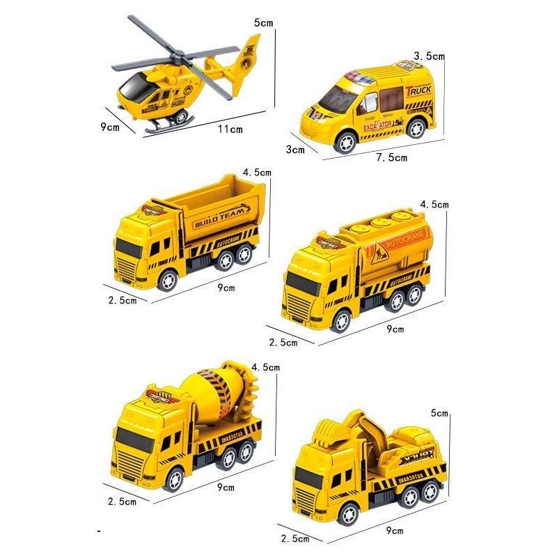 挖掘机玩具 儿童玩具车 回力消防车工程车套装 军事模型 礼盒包装 工程建筑系列（袋装）