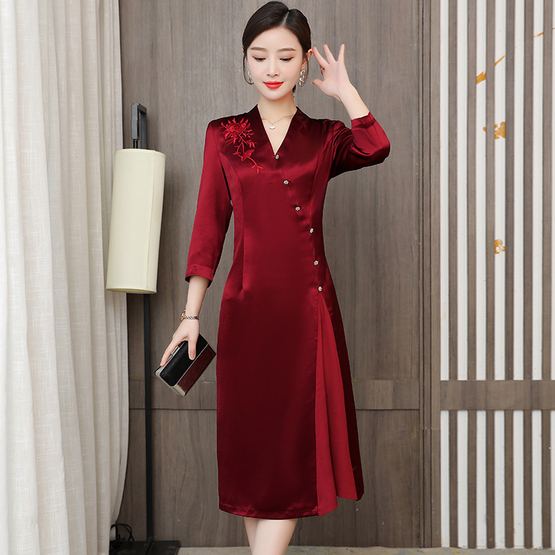 卡富亚 婚庆日儿子结婚妈妈婚礼服穿的喜庆衣服嫁女儿婚宴礼服女秋装