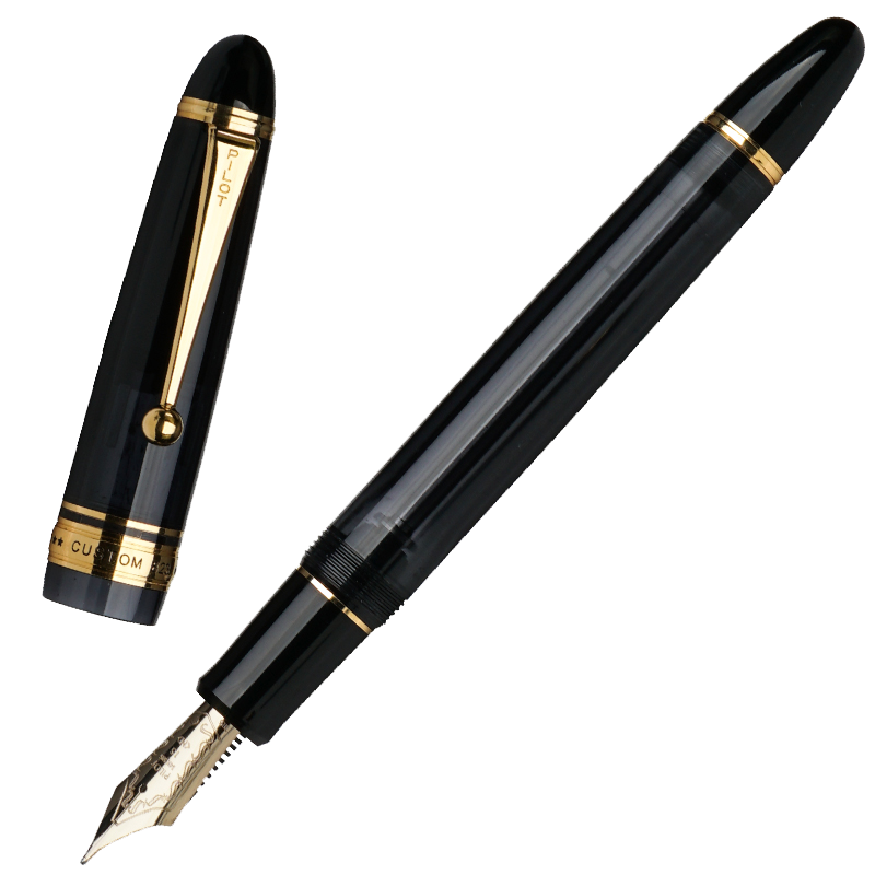 PILOT百樂(lè)CUSTOM貴客823鋼筆14K金筆活塞負(fù)壓式上墨水筆練字商務(wù)辦公送禮套 透明黑 F尖/約0.4-0.5mm日常書寫用