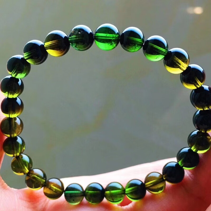 君政净体绿碧玺手链 颜色漂亮水头足纯正美艳晶体通透颗颗甄选粒粒