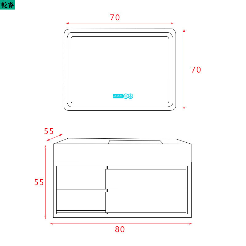 仁聚益北欧简约现代浴室柜卫生间洗脸洗手组合智能镜洗漱台大理石双盆
