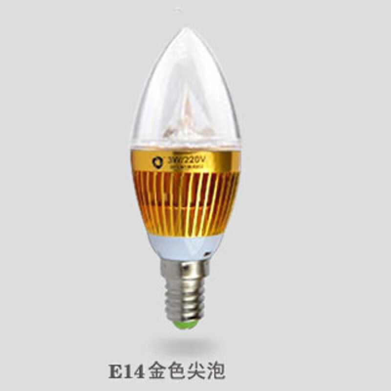 E14節(jié)能燈E27螺口超亮led燈泡3w/4w/5w蠟燭燈泡水晶吊燈暖白螺旋 燈珠款E14金色透明尖泡 3  黃