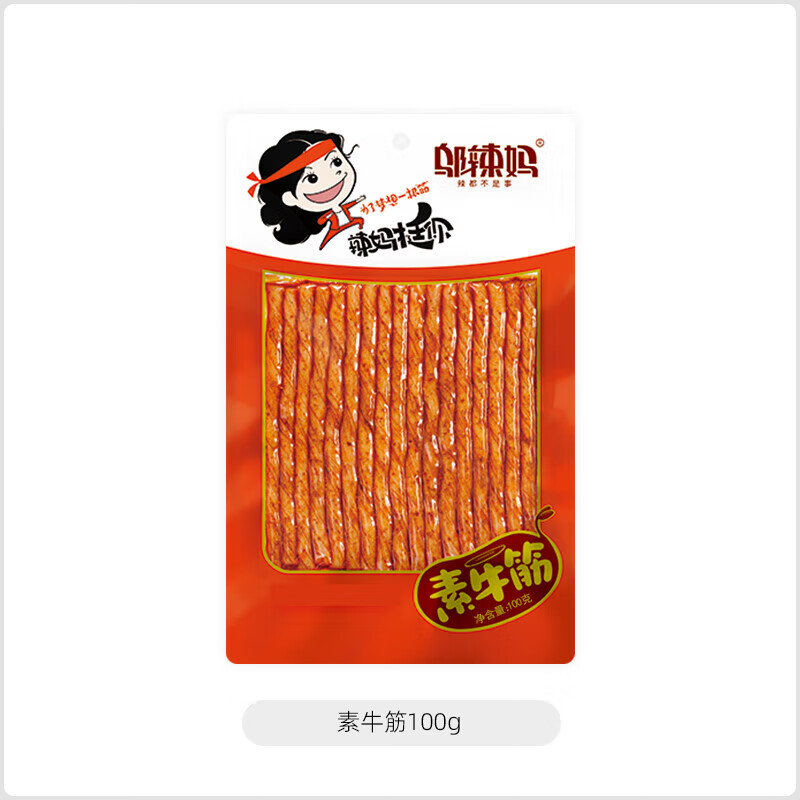 邬辣妈湖南特产100g蒜蓉豆条麻辣条香辣味零食小吃 素牛筋 100g