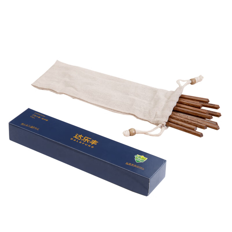 达乐丰抗菌筷实木家用筷子送礼物木质餐具礼盒装木筷子文案祝福筷 抗菌小米风鸡翅木筷 10双