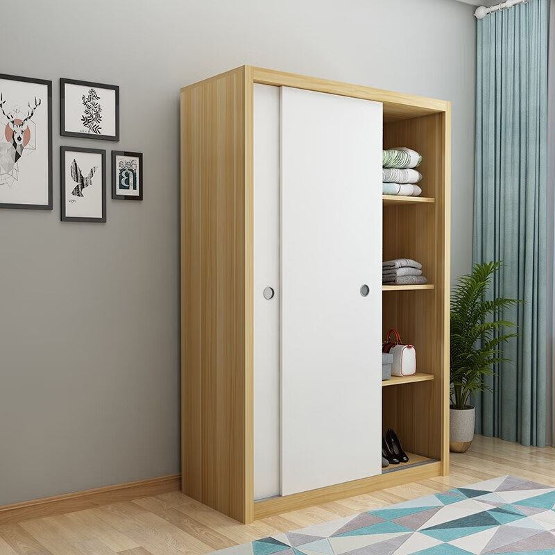 彤新雅(tongxinya)【现货闪发】衣柜推拉门简易木质两门小衣柜衣橱