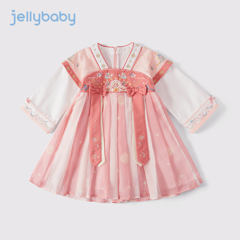 JELLYBABY【中国风】2023年秋季新款女童唐装汉服长袖襦裙超仙 粉色 110属于什么档次？