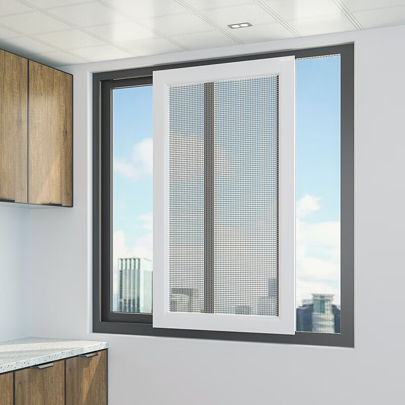 季候风金刚网推拉平移纱窗防蚊不锈钢铝合金窗户推拉式金钢网纱窗自