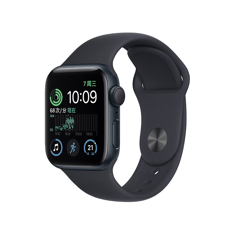 Apple Watch SE 2022款智能手表GPS款40毫米午夜色铝金属表壳午夜色运动型表带MNJT3CH/A【快充套装】