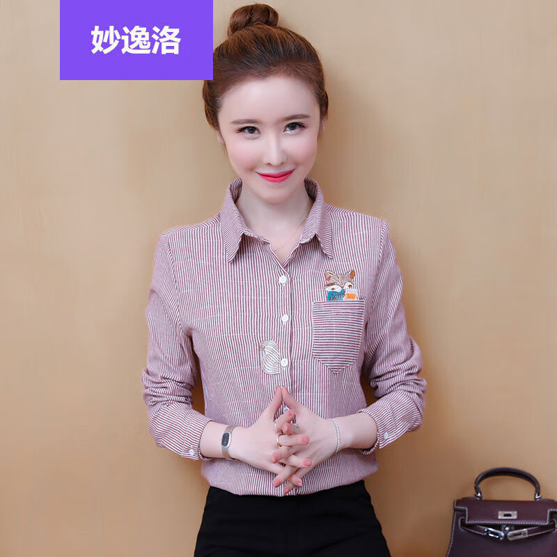 妙逸洛加绒加厚衬衣女韩版长袖衬衫女百搭女士外穿冷天带绒衣服女生