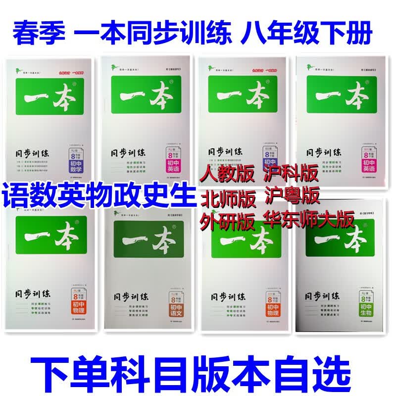 包邮2023春一本同步训练 八年级下册语文数学英语物理道德与法治历史生物人教版北师版外研版沪粤版