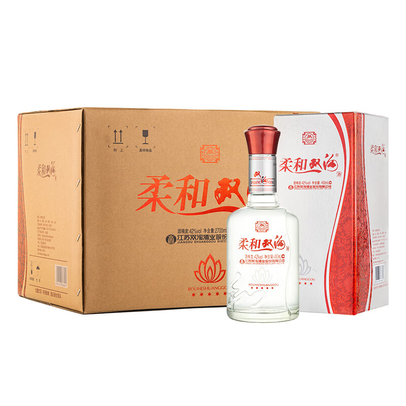 双沟 柔和双沟五星 浓香型白酒 42度 450ml*6瓶 整箱装