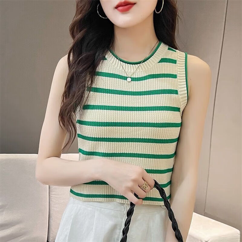 统仙  掉吊背心小背心成人女条纹背心女夏季纯欲内搭百搭无袖打 鲜