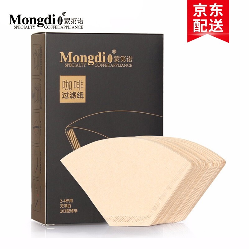 Mongdio 咖啡滤纸 100片滴漏式美式咖啡机手冲咖啡过滤纸 扇形 100片/盒 102型（美式咖啡机推荐）