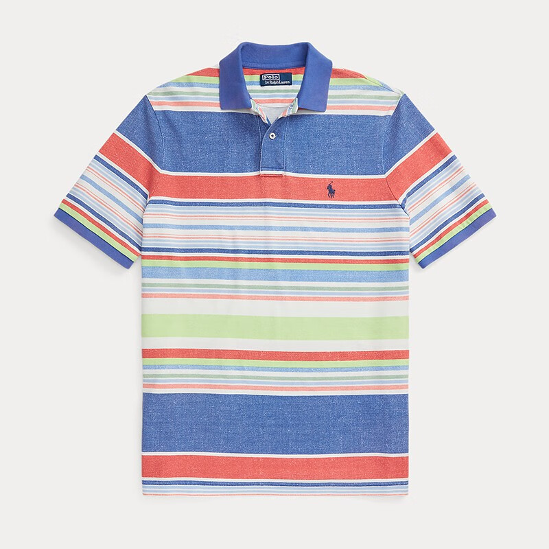 拉夫劳伦(ralph lauren)男士夏季经典版型做旧条纹网眼短袖t恤polo衫