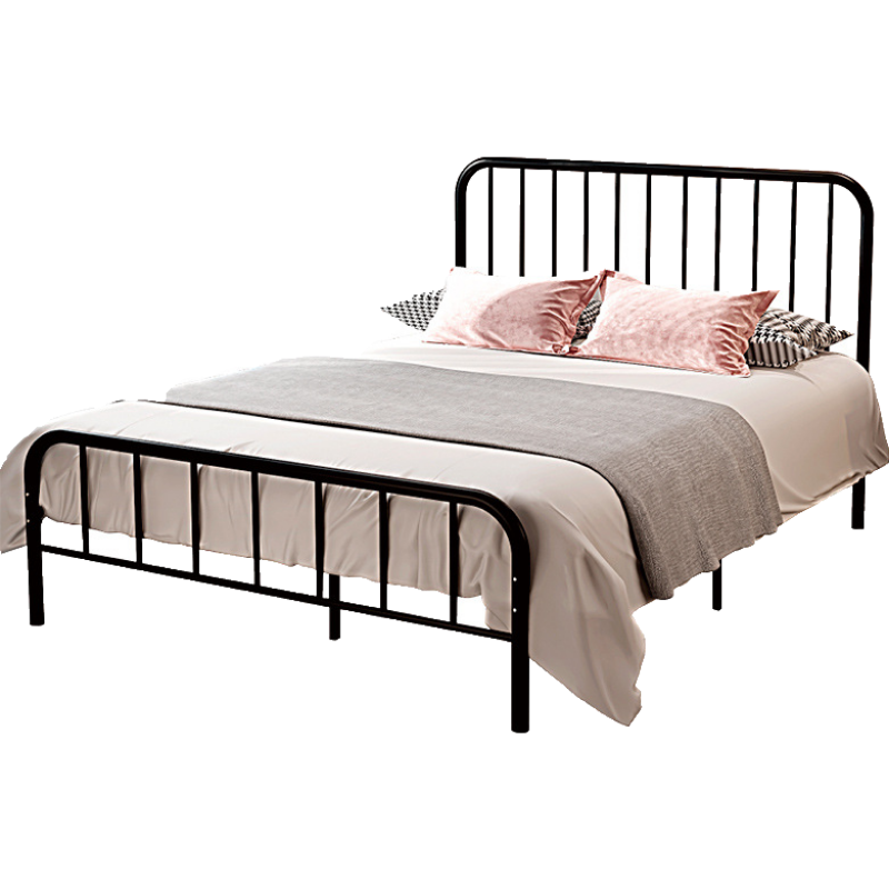 原声原代 铁艺床简约铁床套装床垫1.2米1.5m单人床民宿床架双人床公寓网红1.8米金属简易床 白色-单床架 宽100*长200*高29cm【内径】