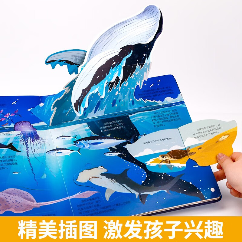 揭秘海洋立体书3d揭秘系列儿童翻翻书0-3岁以上绘本故事书海底世界科普百科全书宝宝启蒙认知3d折详情图