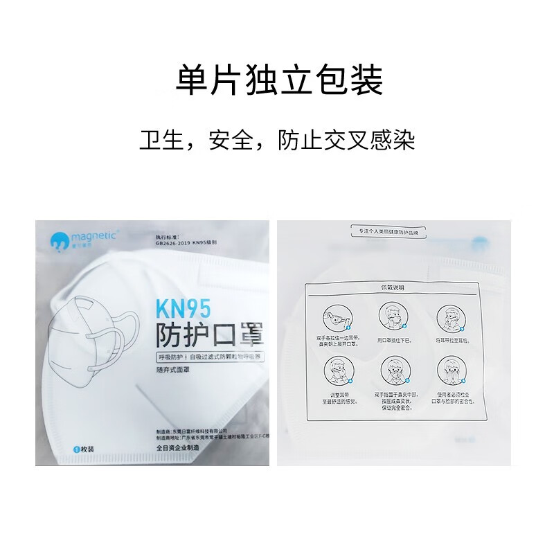 麦可莱奇KN95口罩独立包装防沙尘暴雾霾工业透气防尘装修外企制造四层防护 无阀（15只/盒）
