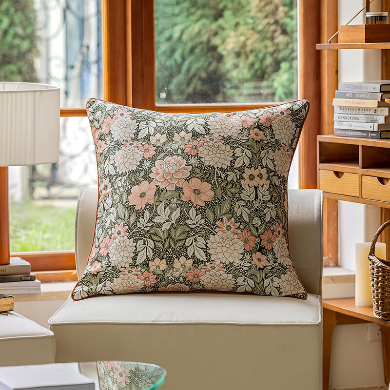 茗芮居美式高檔豪華沙發(fā)抱枕布藝靠枕高顏值輕奢客廳沙發(fā)護(hù)腰靠墊大背靠 美蘭 45*45cm(枕芯+枕套