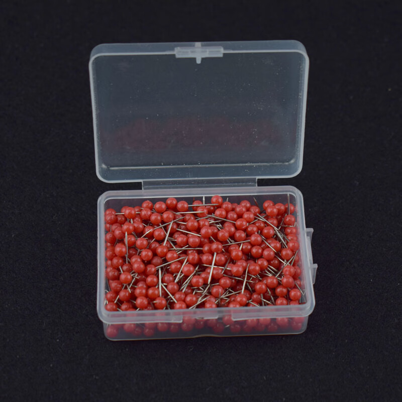 12色选彩色塑料大头针固定针小号圆头短钉钓鱼渔具线轴针 红色