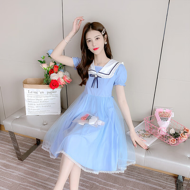 麦娅洛青少年裙子高中生女夏天12-15初中学生连衣裙夏装13大童孩洋气