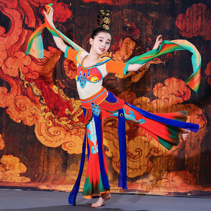 亲智儿童敦煌飞天舞蹈服装六一演出女孩飘逸中国风古典舞反弹琵琶表演