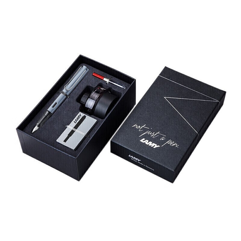 凌美(LAMY)钢笔礼盒 AL-star恒星系列限定款 天青银墨水笔+黑色墨水墨水芯商务礼品套装 德国进口 EF0.5mm