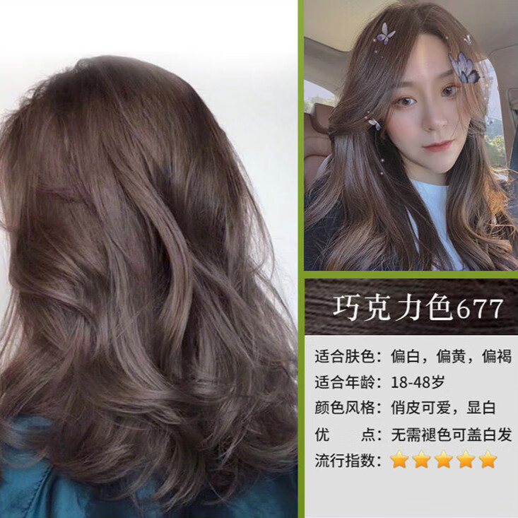 臻羞染发剂黑色纯染头发颜色学生流行彩色 巧克力色 c