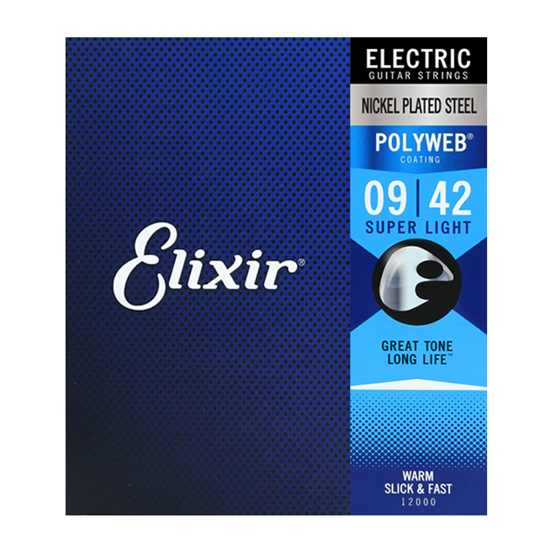 Elixir伊利克斯电吉他弦琴弦一套装6根弦 12000 标准覆膜（009-042）