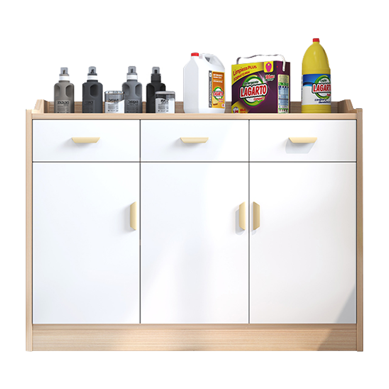 佳家林储物柜简约现代大容量置物鞋柜带抽经济型柜带门阳台储物柜子 深胡桃色单抽三门90cm