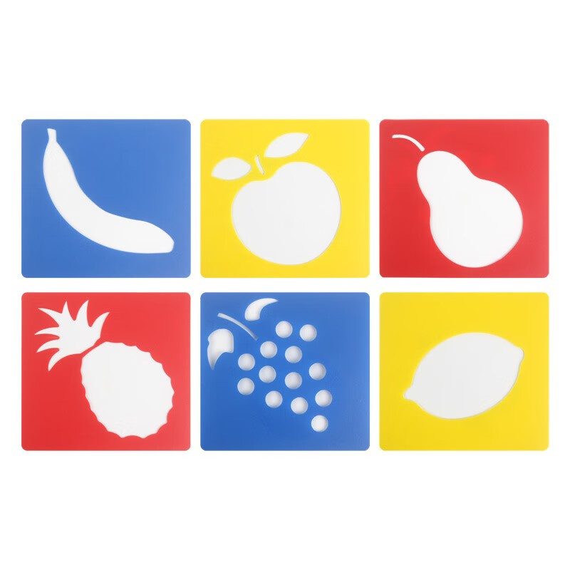 图案节日手抄报镂空涂色工具幼儿园卡通动物颜料海绵拓印 水果款模板