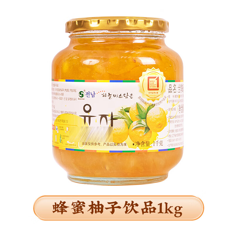 地标客韩国进口全南蜂蜜柚子茶酱 1000g/罐 冲泡饮品泡水喝柠檬百香果茶  蜂蜜柚子茶1kg ( 进口)