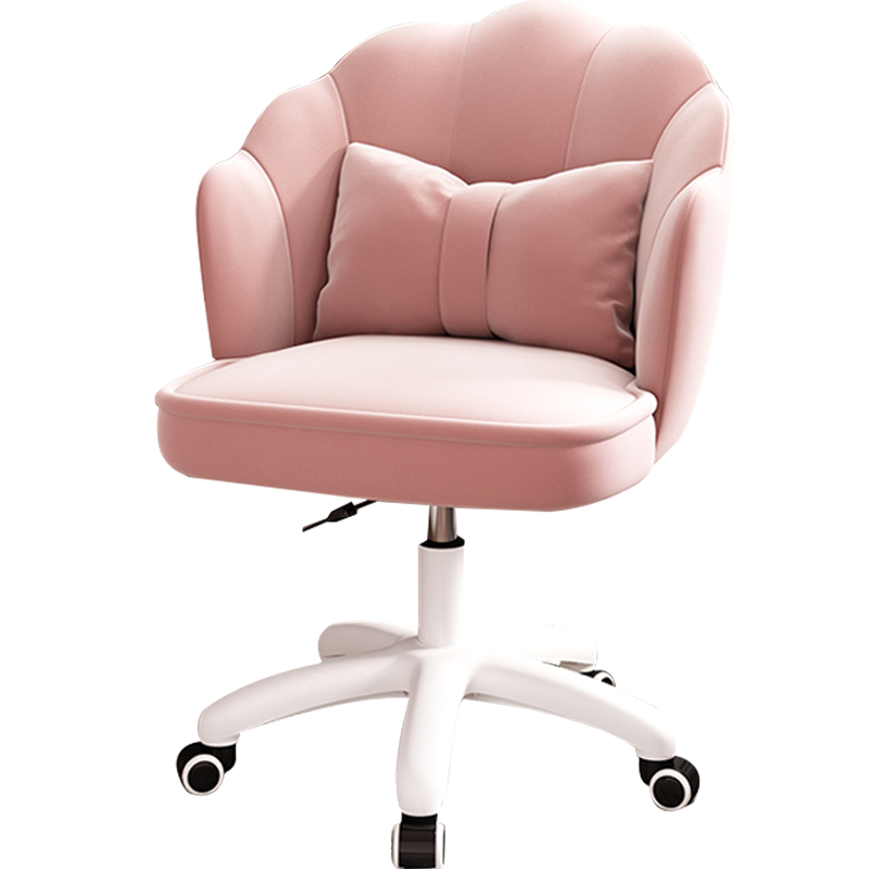 舒客艺家 电脑椅家用桌女生舒适久坐靠背椅网红主播椅子可爱卧室座椅宿舍转椅学习书椅子 樱花粉-荷花转椅