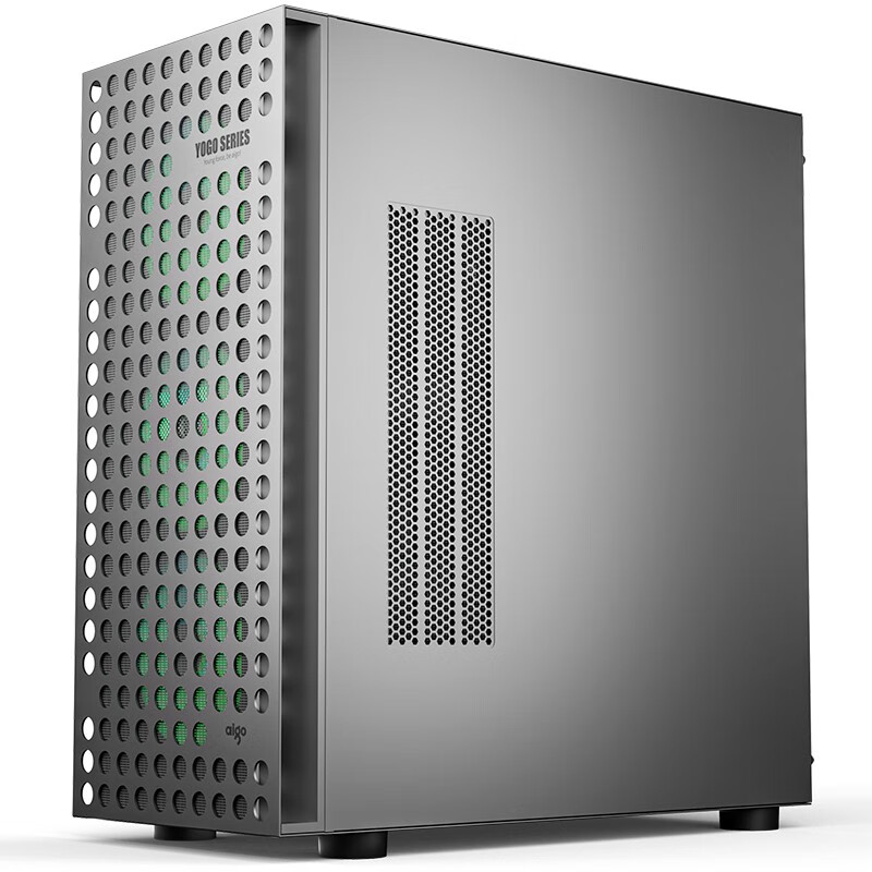 爱国者（aigo）YOGO M4 PRO钛灰色 游戏鞋盒电脑机箱 E-ATX主板/360冷排/侧拉式钢化玻璃/前板网孔强力散热