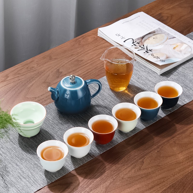 苏客 茶具套装陶瓷家用简约办公室茶壶茶杯盖碗茶碗泡茶功夫茶具礼盒装 茶壶套装(经典)
