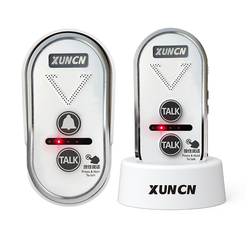 XUNCN 超远距离语音对讲门铃无线家用可移动双向对讲机远距离通话紧急老人呼叫器电子门铃防水门铃电话 白色1外机1内机
