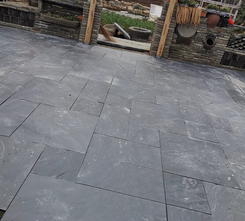 cmup青石板文化石碎拼踏步石机切面自然面户外人行道工程石板铺路地砖