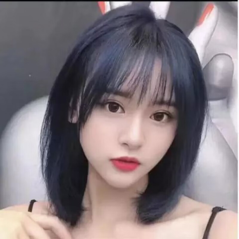 剂染发膏2024流行色自己在家染发盖白发植物显白 鸢尾蓝黑色 短发1盒