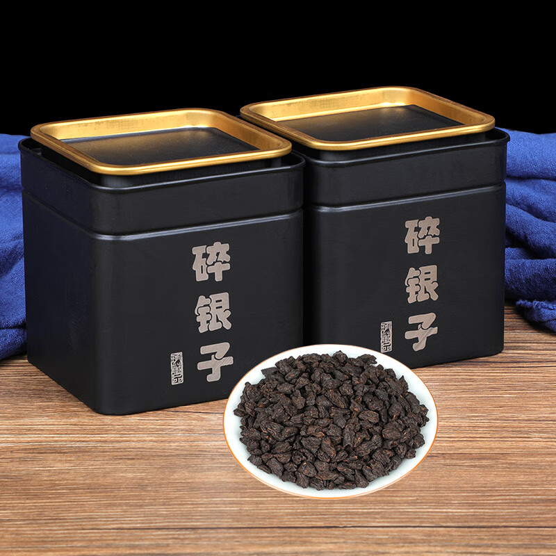 沙溪悠香 糯米香碎银子云南古树老茶头普洱熟茶500g罐装 茶化石黑色罐