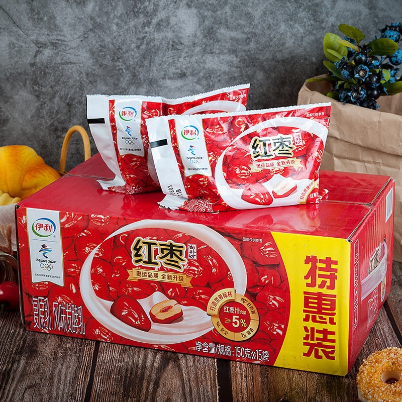 伊利 伊利红枣酸奶150g袋装营养早餐低温酸牛奶风味发酵乳 150g*15袋