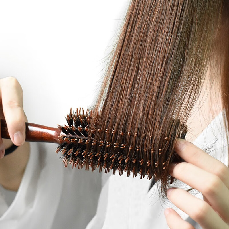 丰丰彐心女木梳卷发梳造型梳男发型梳卷发器内扣头梳圆滚梳 实木卷发