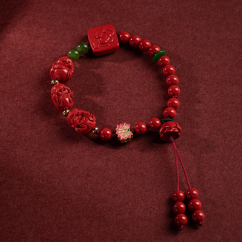 源璐原矿三不小和尚手串景泰蓝莲花春秋款女士百搭礼物饰品 手围15cm