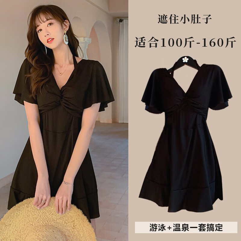 铂呐苓大码泳衣女士连体温泉遮肉肚子无袖性感显瘦泳装裙式胖妹妹 黑色大码泳衣 XL码【适合125斤-160斤】使用感如何?