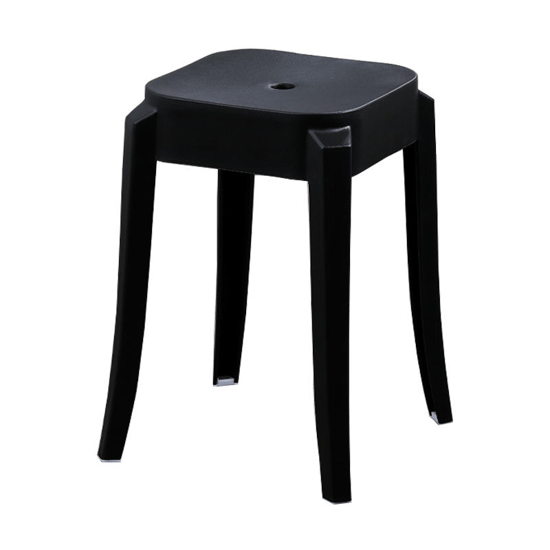 宜瑞思 塑料凳子 凳子家用 加厚北欧风方凳高凳 换鞋凳防滑浴室凳等候板凳 黑色