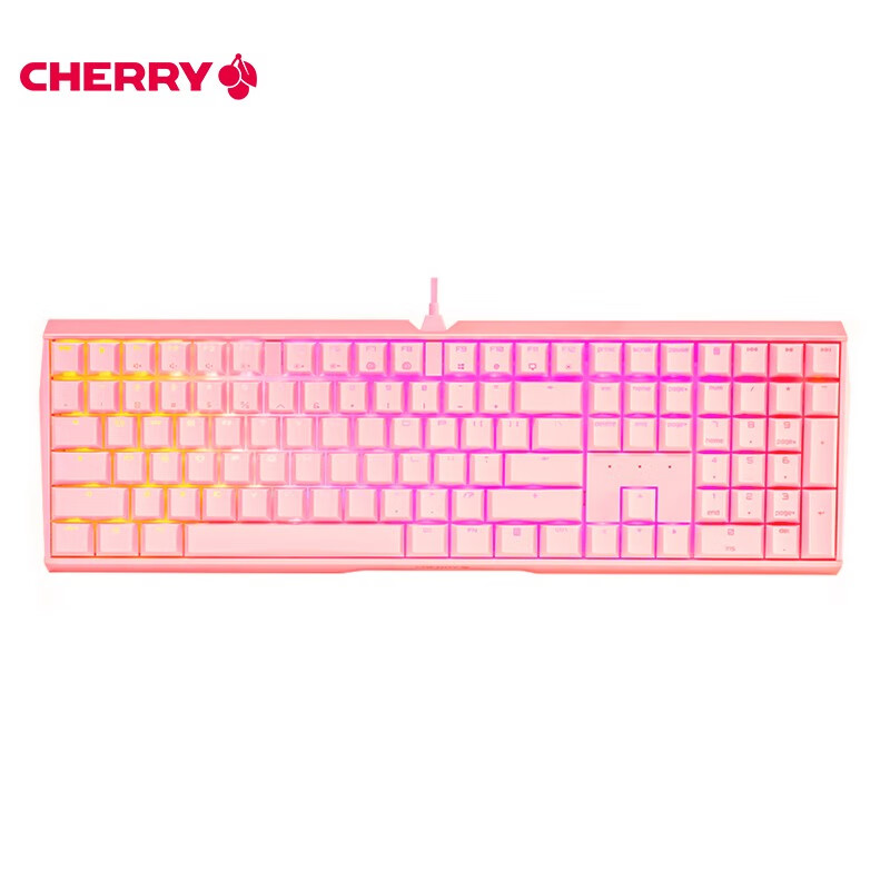 樱桃（Cherry）MX3.0S RGB G80-3874HYAEU-9 机械键盘 有线键盘 全尺寸游戏键盘 无钢板RGB灯效 粉色 红轴