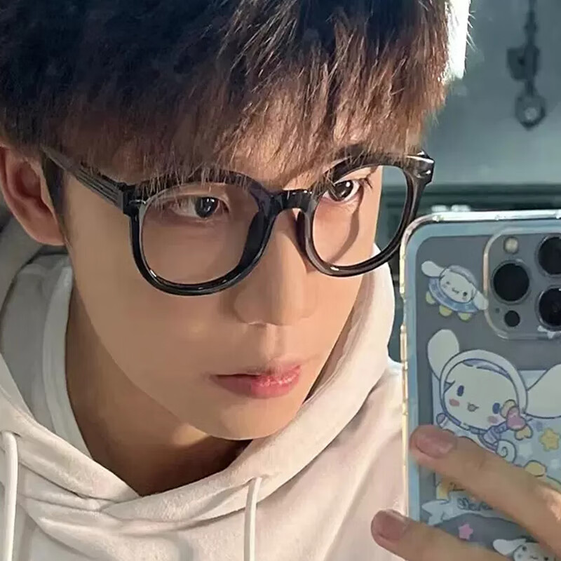 语莀小好男生黑框眼镜男大框近视可配度数日系防蓝光眼睛框架圆框大脸