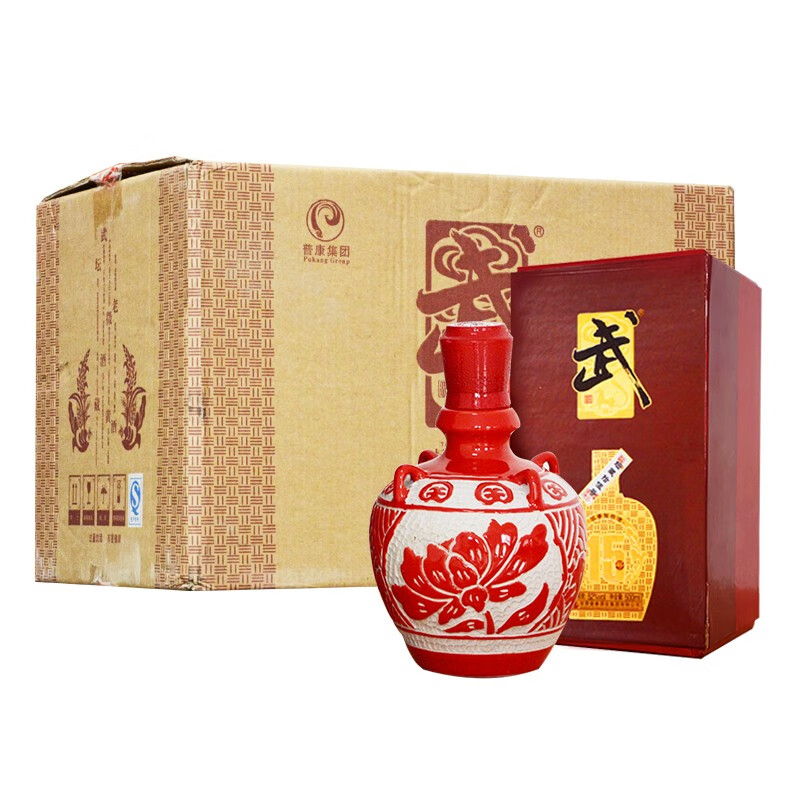 甘肃 普康武酒坛藏十五号白酒礼盒500ml浓香型婚宴酒 高度52度6瓶装