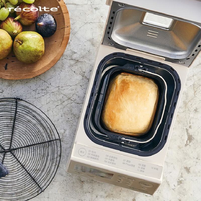 丽克特(recolte) 日本全自动多功能智能面包机家用小型肉松发酵和面机揉面机烤面包机早餐吐司机 白色