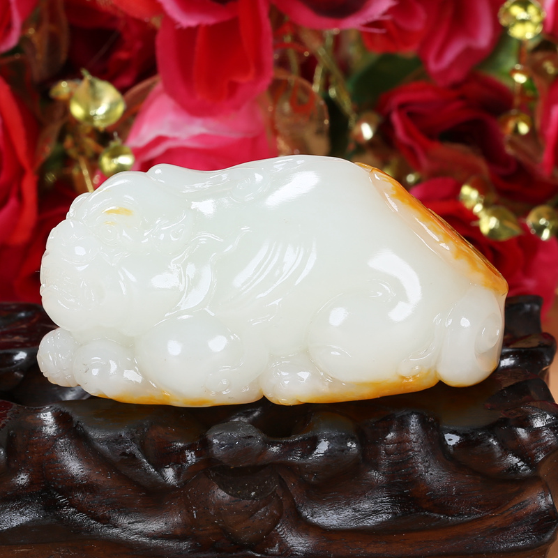 禄缘相珠宝严选 玉雕大师王京作品 和田玉羊脂白玉貔貅手把玩件 福禧