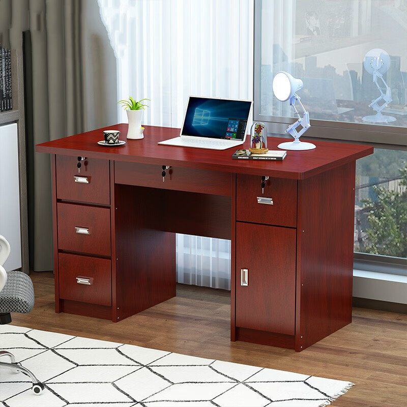 正画家具 办公家用写字桌学生带锁带抽屉简约台式电脑桌卧室小书桌 1.